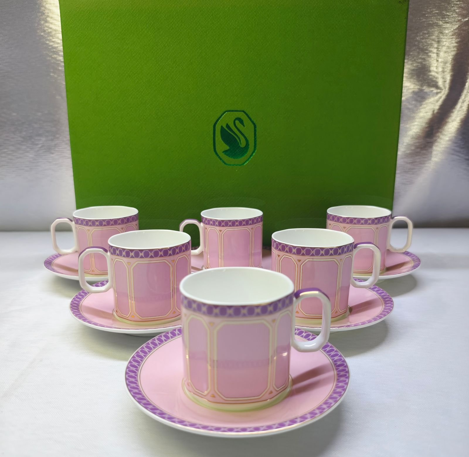 Swarovski Turkish coffee set of six cups with saucers available with many colors